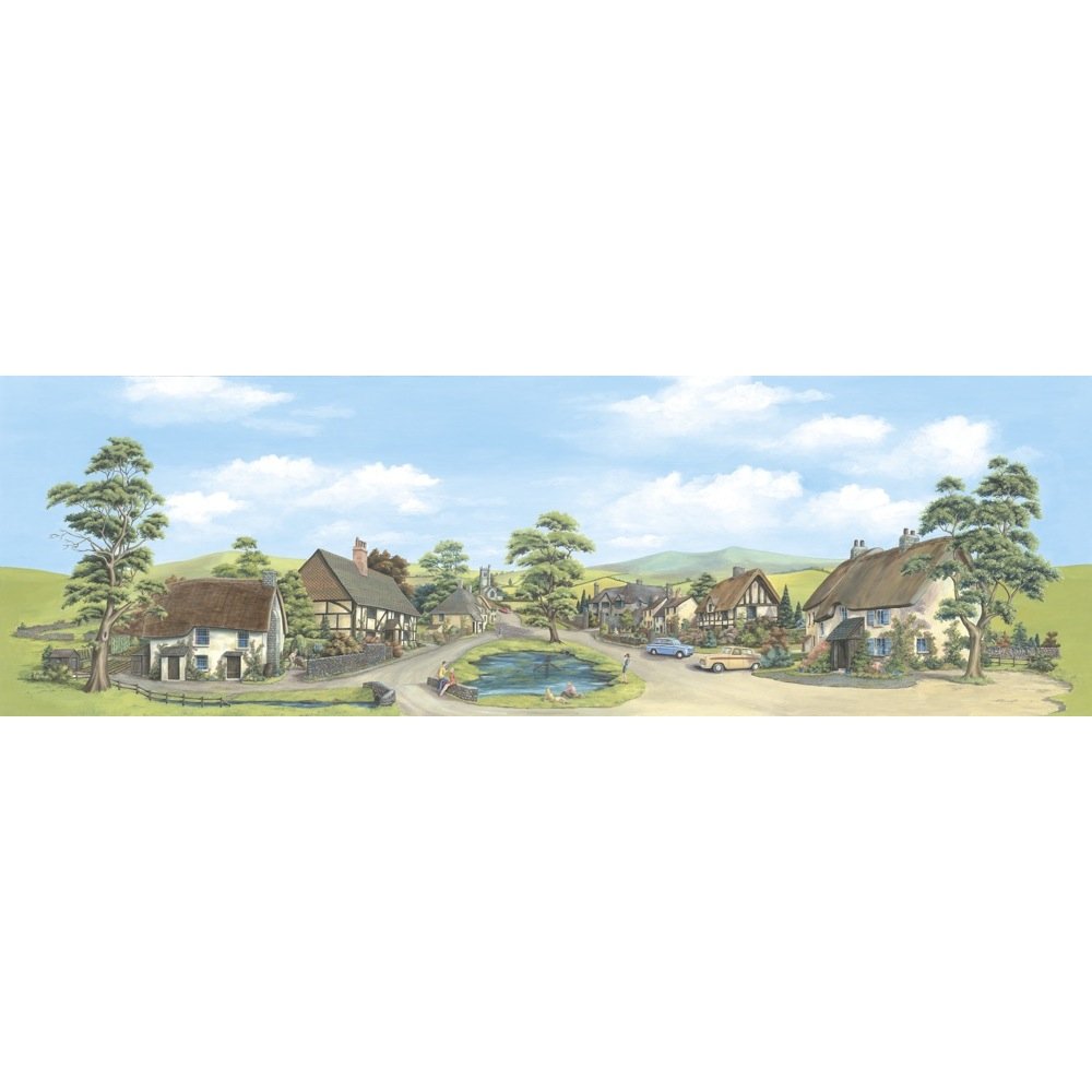 Peco SK-15 Village with Pond 228x736mm Manyways Scenic Background