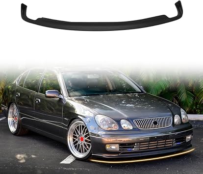 Front Bumper Lip Spoiler, Compatible with 1998-2005 Lexus GS300 / GS400 / GS430, PU Unpainted Black TTE Style Add-on Front Splitter Air Dam Chin Protector