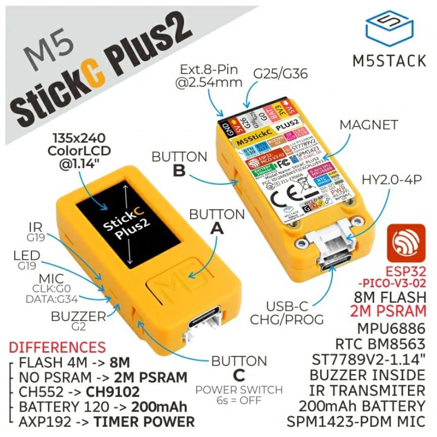 Image of M5StickC PLUS2 ESP32 Mini IoT Development Kit | Development Set | New Generation