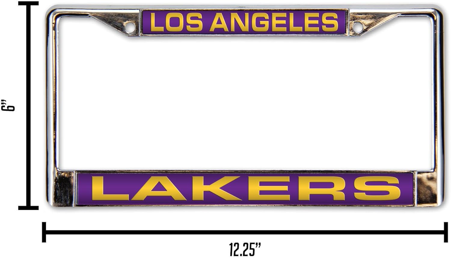 Rico Industries NBA Los Angeles Lakers Laser Cut Inlaid Standard Chrome License Plate Frame, Team Color, 6 x 12.25-inches (FCL82001)