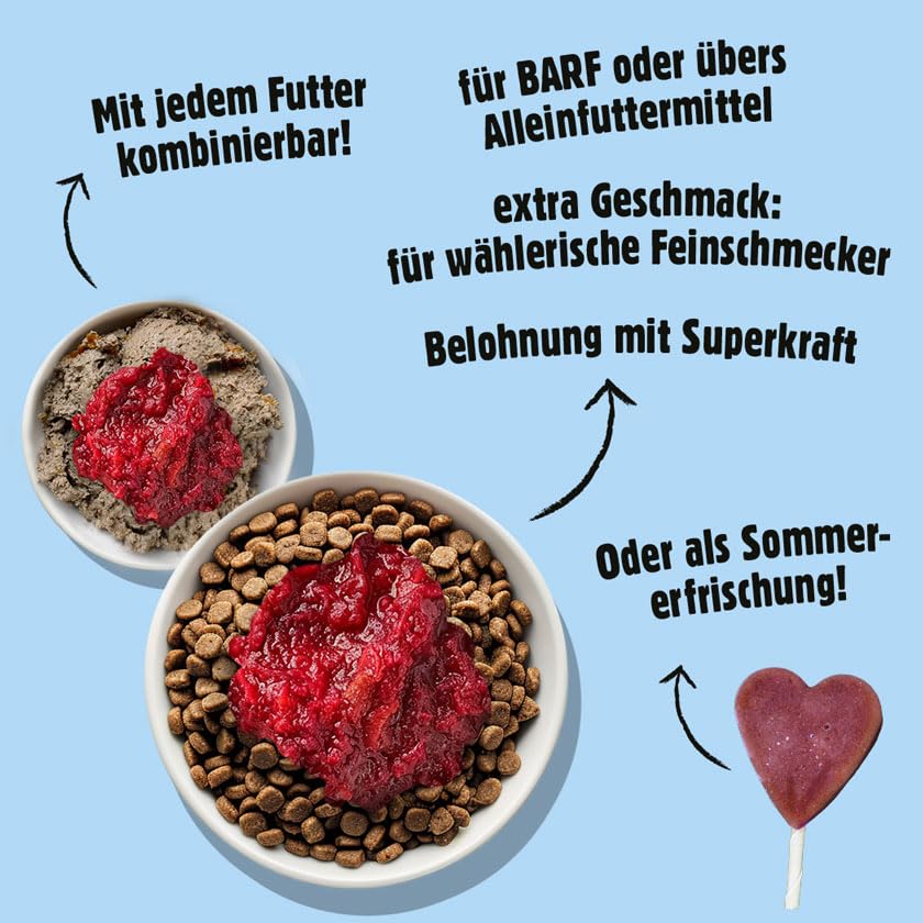 Fellows Wurzelkraft Topping für Hunde - Ergänzungsfuttermittel mit Rote Bete, Karotte, Kartoffel, vegetarisch, Vitaminquelle, fördert Flüssigkeitsaufnahme, Hunde Eis geeignet, BARF-geeignet, 9 x 200 g