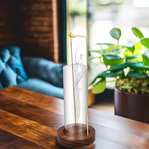 Miniatura 7 de Soporte para incienso, soporte para palo de incienso anti-ceniza voladora con colector de cenizas de vidrio extraíble, soporte para quemador de