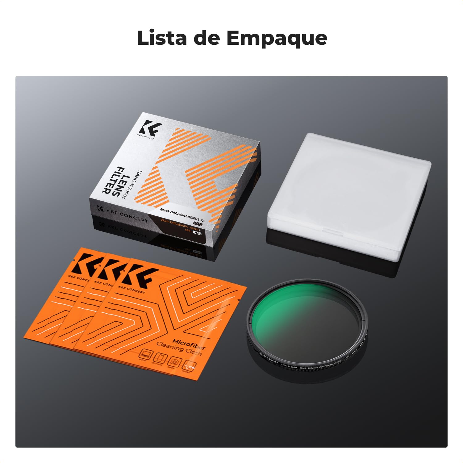 K&F CONCEPT Nano-Klear 67mm Filtro Black-Mist 1/8 & ND2-32 | Filtro Black Diffusion 1/4 & ND2-32 Variable Filtro de Vidrio Óptico con Nano Revestimiento con 3Pcs Paño Limpiez - FA304