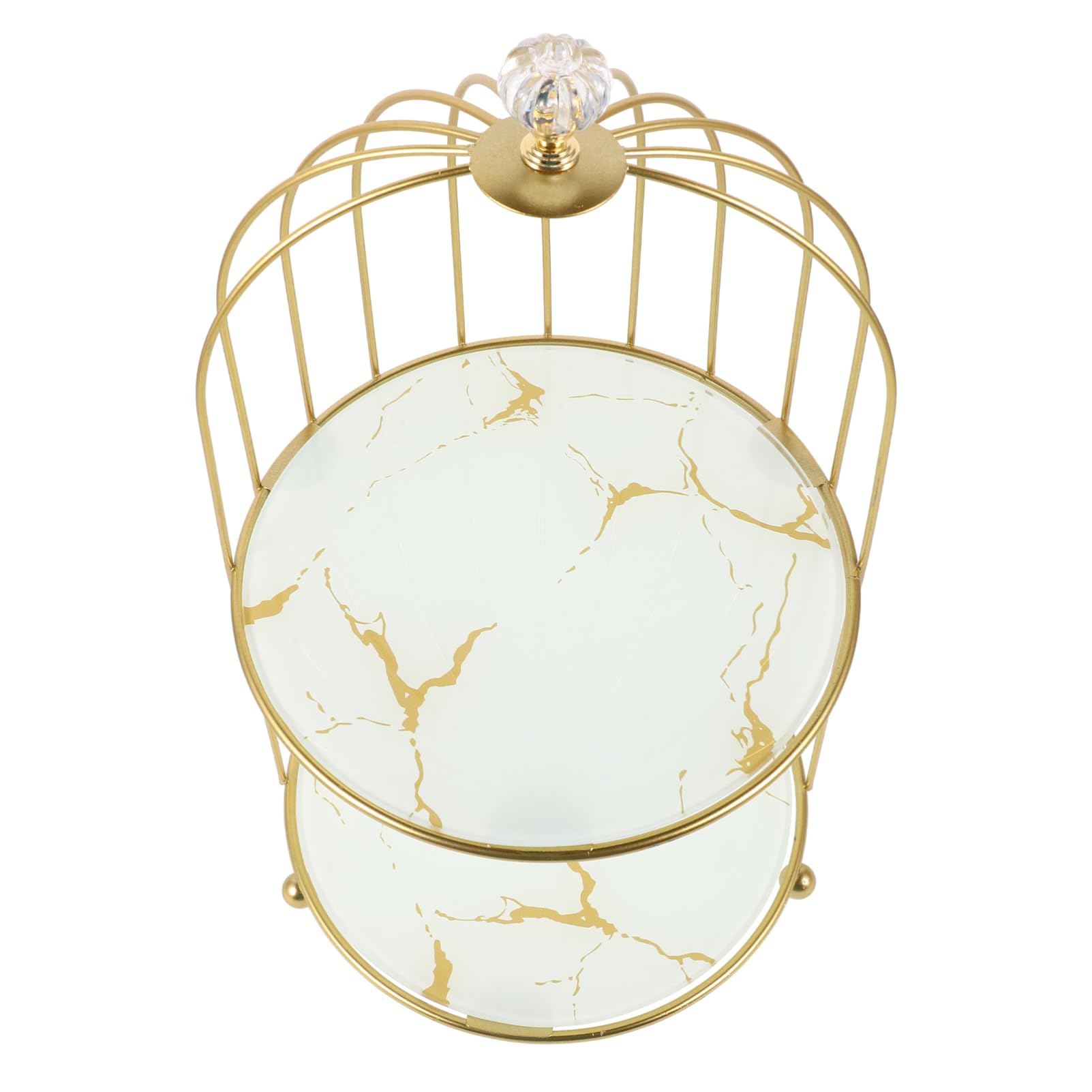 PréSentoir À GâTeaux Doré En MéTal 2 Niveaux Cage À Oiseaux Support GâTeau Pour FêTe Mariage Anniversaire Et Thé De L'AprèS-Midi
