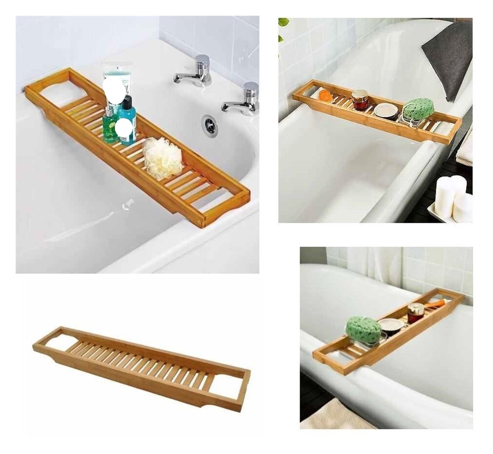 Vassoio per vasca da bagno in bambù, mensola in legno per rilassarsi nella vasca da bagno, accessorio perfetto per l'esperienza di casa e spa