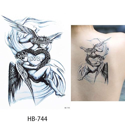 Miniatura 3 de Glaryyears Tatuajes temporales de sirena de ángel para mujeres y niñas, paquete de 6 calcomanías de tatuaje falso, tatuajes realistas de larga