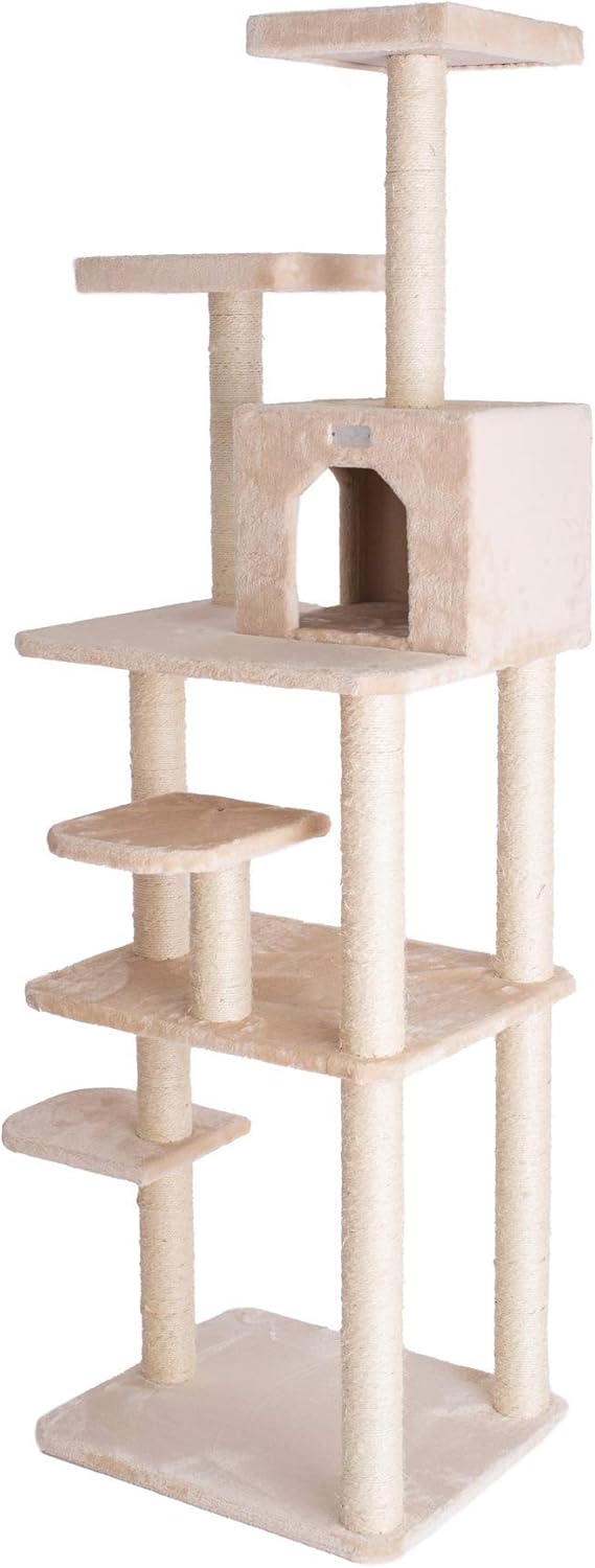 GleePet GP78740821 Cat Tree, 74-Inch, Beige
