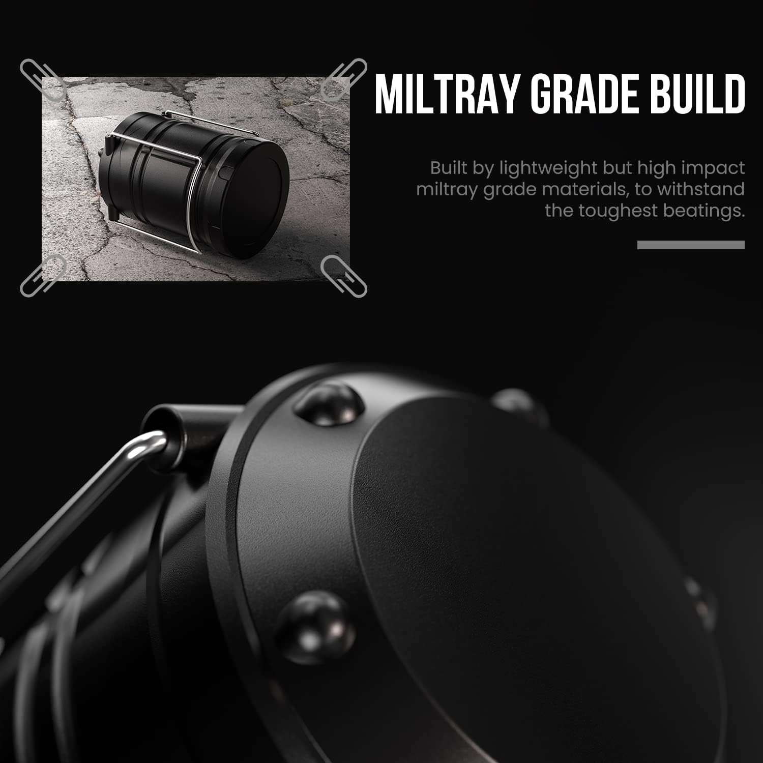 Lichamp 4 Pack LED Camping Lanterns, Battery Powered Camping Lights COB Super Bright Collapsible Flashlight Portable Emergency Supplies Kit, Black - - 