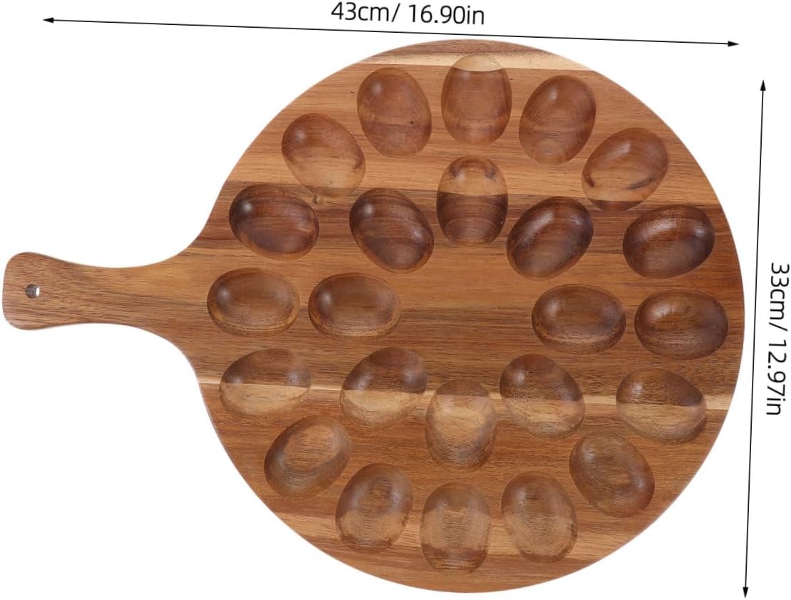 Veemoon 1pc Wooden Deviled Tray for Chicken Eggs Creative Easter Holder Sturdy Acacia Wood Storage Platter for Celebrations and Parties