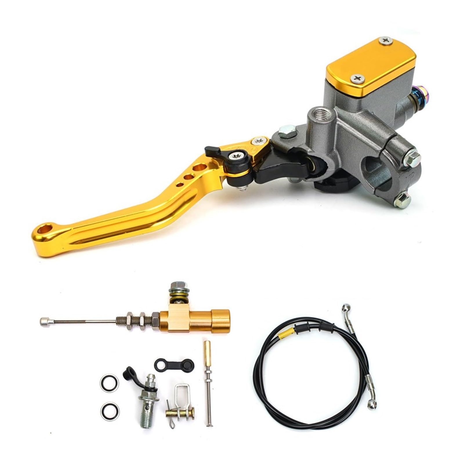 Iukmr G-B Motorcycle Clutch Brake Lever 22Mm Motorcycle Cnc Hydraulic Clutch Kit Lever Master Cylinder Knitting Oil Hose(G-B)