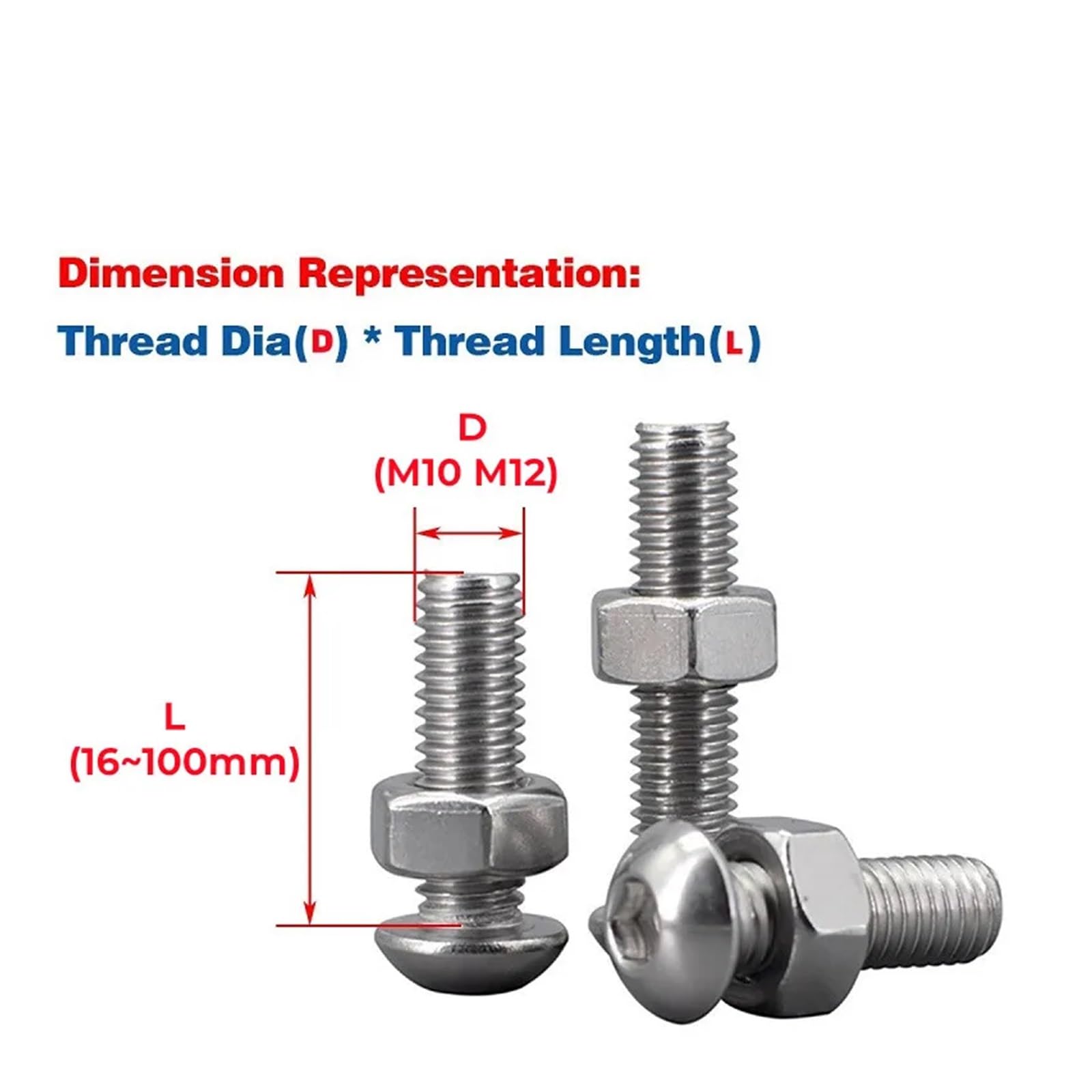 Viti M3x12 A Testa Esagonale Con Testa A Bottone In Acciaio Inox 304 (confezione Da 100 - Foto 9