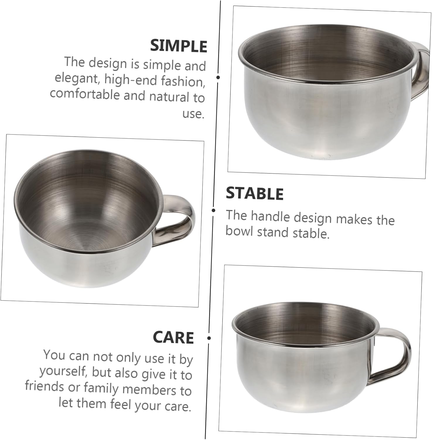 Didiseaon 4pcs Stainless Steel Men's Shaving Bowl Shaving Bubbling Vessel for Men Handle