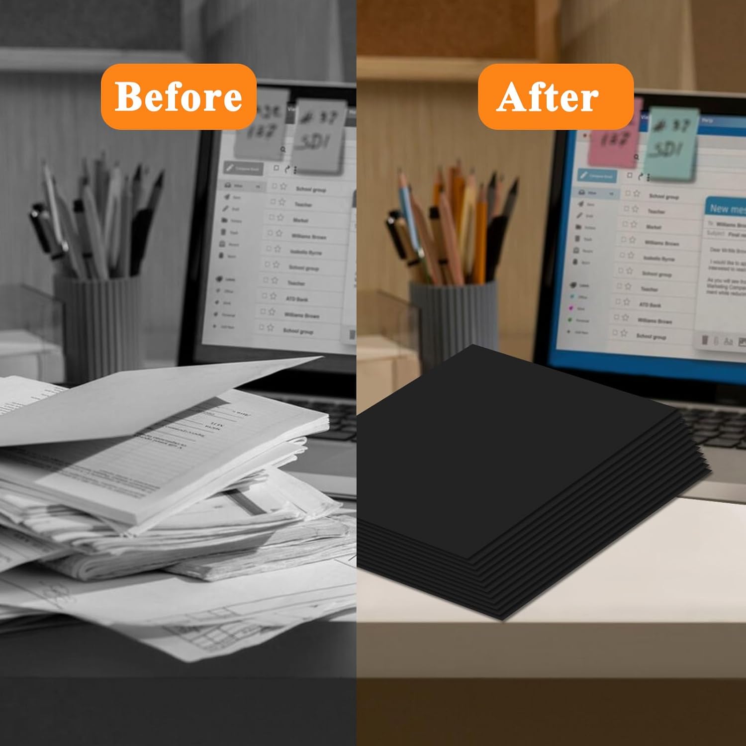 pmybupo 100Pcs Black Two-Pocket Heavyweight File Folder,Letter Size,Paper File Folder for School Office Home Bussines