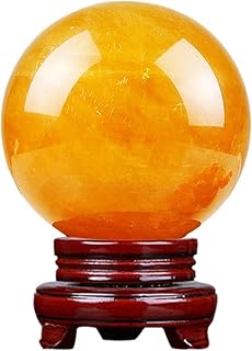 kihuu Bola de Cristal Balón de Cristal Creativo Amarillo y Blanco Bola de Cristal Afortunado amuebor de hogar Feng Shui decoración adivinación Bola meditación Delicada Bola de Cristal (Color : A)