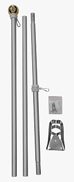 FlagsImp 6 Foot Aluminum Silver Pole with Ball