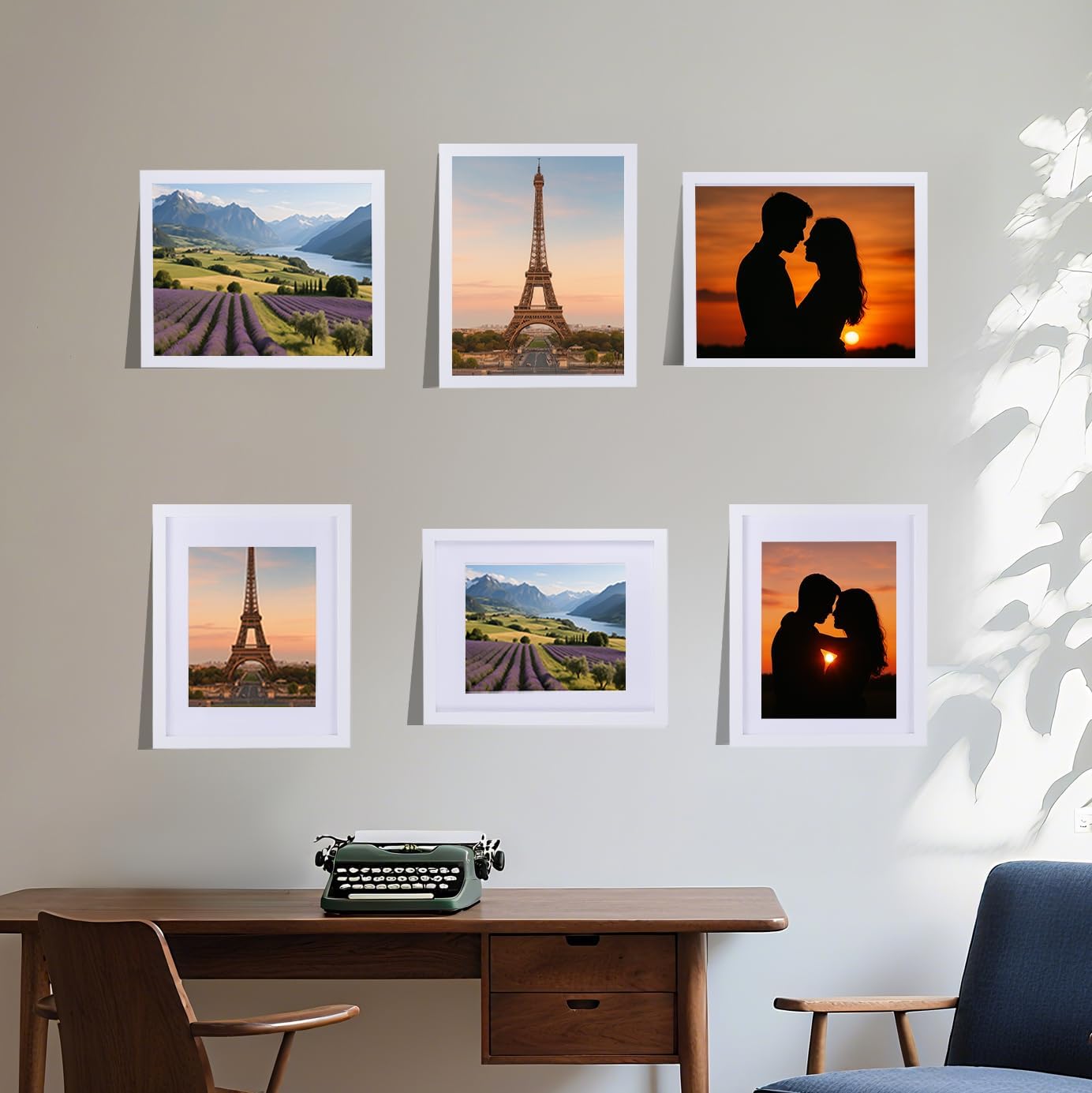6 Pcs 8x10 White Picture Frame - Display Pictures 5x7 with Mat or 8 x 10 without Mat - White Wood Picture Frames for Wall Mounting - Wooden Photo Frame for 8 10 Matted to 5x7 Print Set of 6