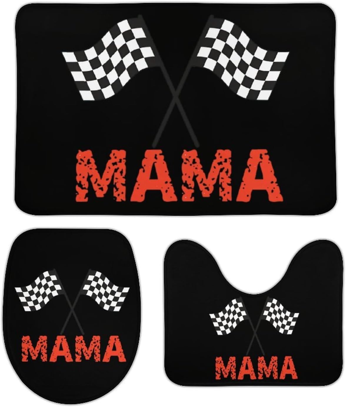 Mama Racing Car Pit Crew Checkered Flag Boys Girls Short Sleeve Shirts Graphic T-Shirts Crewneck Casual Printed Tee