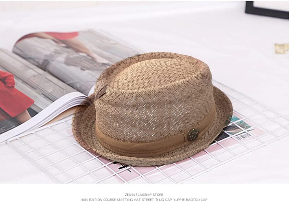 2/6 Pc Summer Mesh Pork Pie Hat 1920S Costume Party Cap for Men Women Unisex