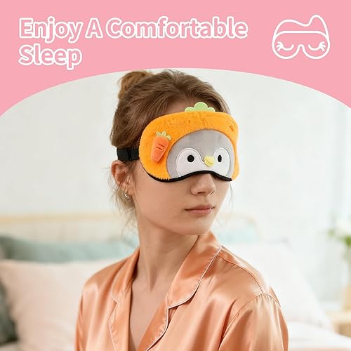 Vista 108 de PERFECTSIGHT Mascarillas para dormir, lindas cubiertas de felpa para dormir, ligeras, ajustables, de piel sintética, para mujeres y hombres