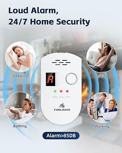 Miniatura 3 de Detector de gas natural, detector de fugas de gas enchufable para el hogar, alarma de fugas de propano para RV y cocina, con pantalla digital LED