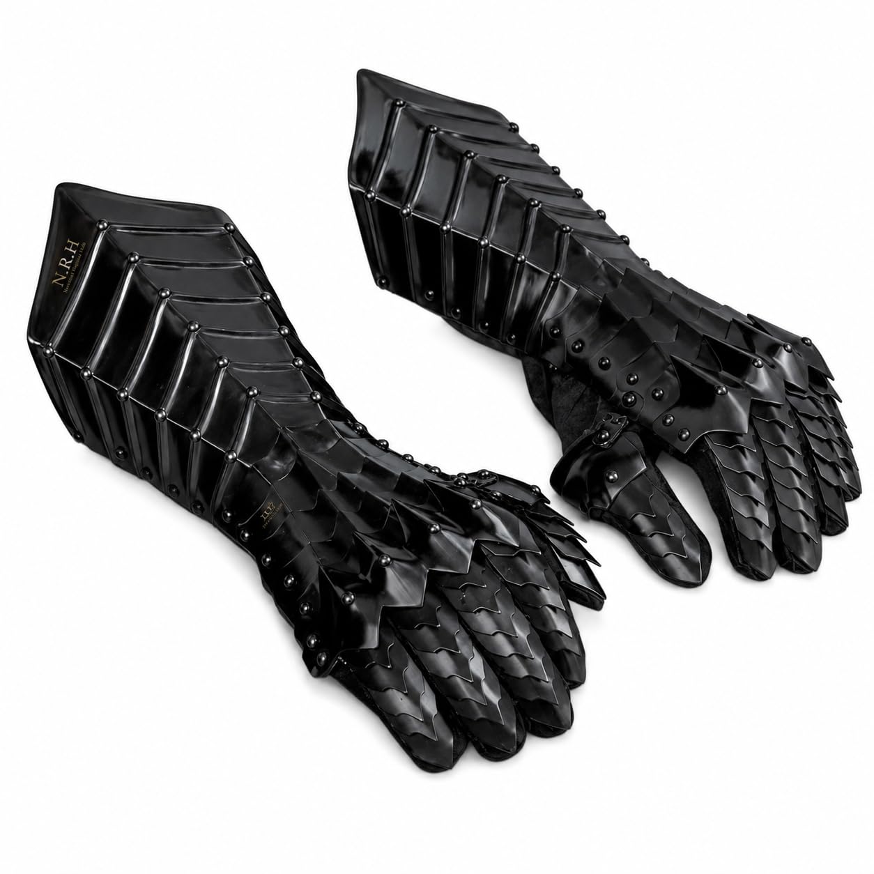 Armor Schwarze antike Nazgul Stulpenhandschuhe aus Stahl, mittelalterliche Rüstung, Paar Crusader LARP Stulpen