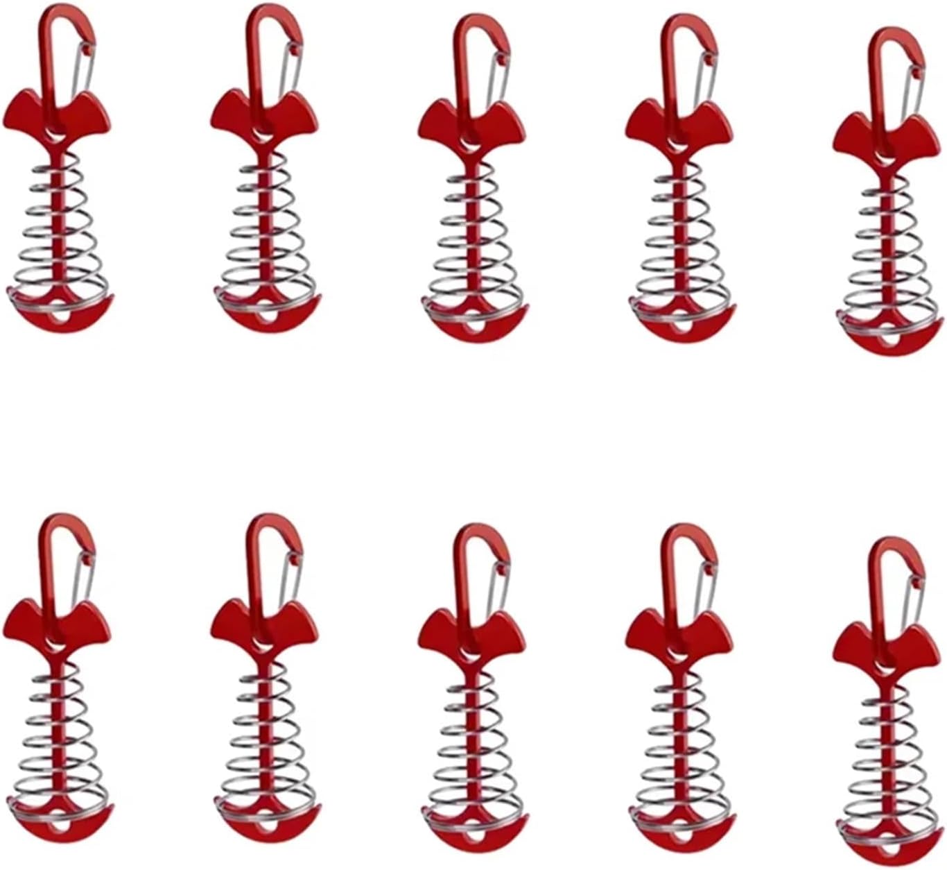 Tent Spring Buckle 30 PCS Fishbone Nail Rope Buckle Camping Tent Outdoor Deck Gap with Spring Fixing Nails Anchor Windproof Pull Rope Buckle