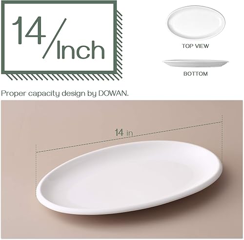 Miniatura 3 de DOWAN 14" Serving Platters for Entertaining, Oval White Serving Plates, Party Serving Trays and Platters Oven Safe, Porcelain Dinner Serving Tray