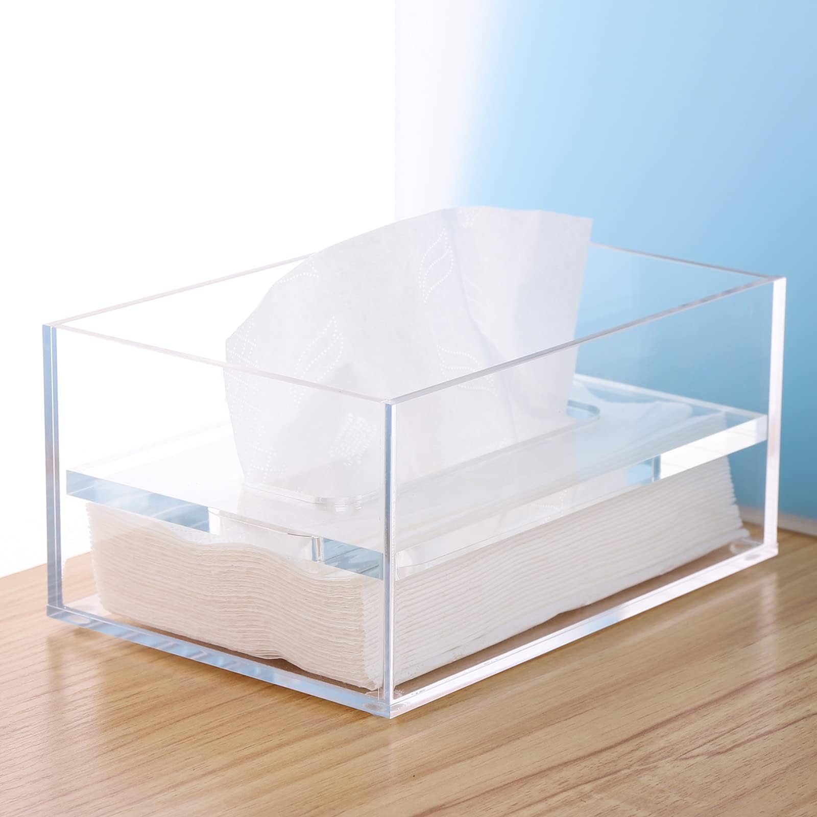 Dryer Sheet Holder, Acrylic Tissue Box Cover Rectangular