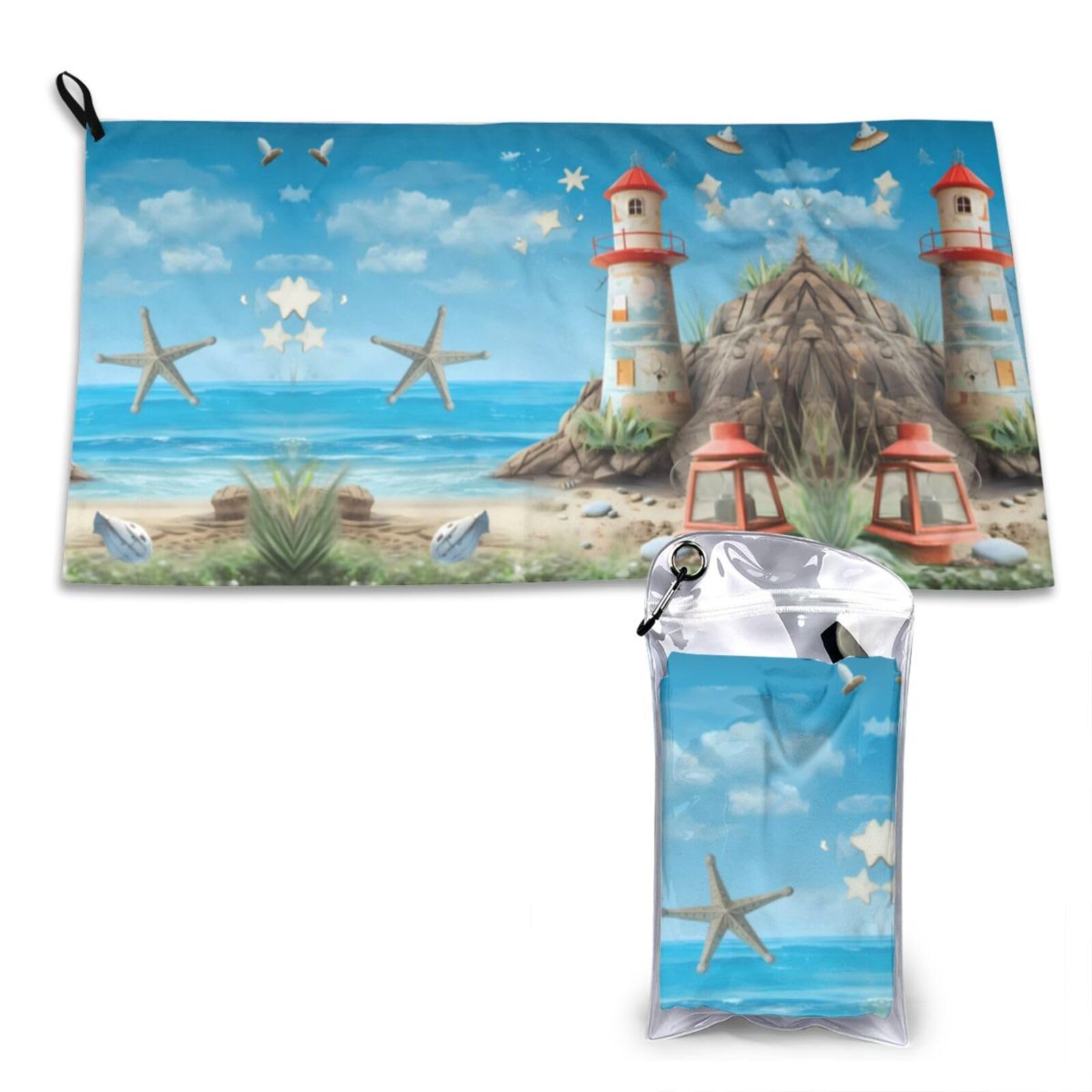 WXWJSHMGC House Beach Print Cooling Towel, Gym Towel,Cooling Towels For Neck, Soft Breathable Travel Cool Towel,Sports Towels For Gym,Camping