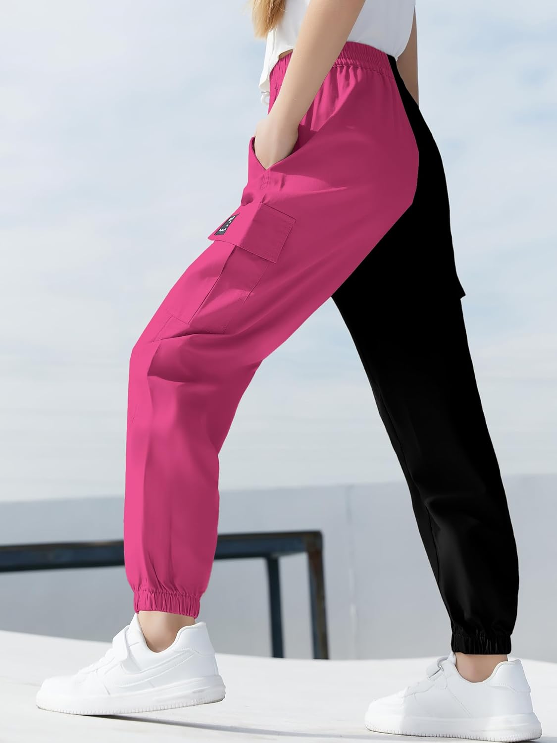 SANGTREE Girls & Womens Drawstring Cargo Jogger Pants,3 Years - Women 3XL - Image 5