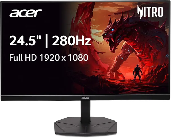 Acer Nitro 24.5 Inch Full HD 1920 x 1080 ZeroFrame Design PC Gaming Monitor | AMD FreeSync Premium | Up to 280Hz Refresh | 1ms (VRB) | One Display Port 1.4 and Two HDMI 2.0 Ports | KG251Q Z1biip