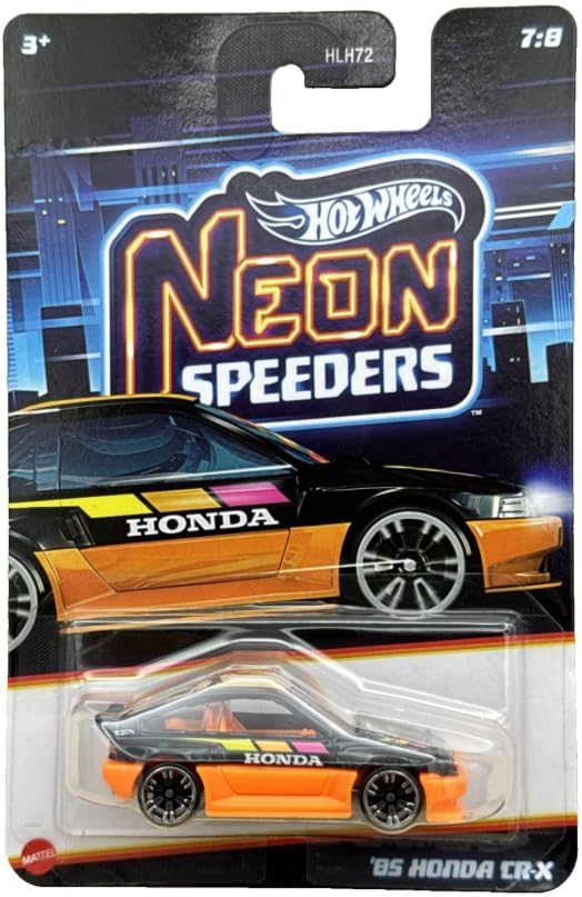 Hot Wheels Neon Speeder '85 Honda CR-X [Black & Orange] 7/8, 1:64 Scale Diecast Vehicle