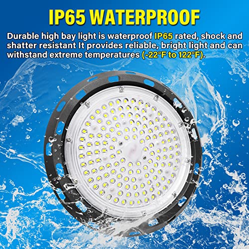 RIGIDON 1 Pack 100W UFO Led High Bay Light, 10000LM 6000K White, Industrial Pendant Ceiling Lights for Garage Factory - Image 2