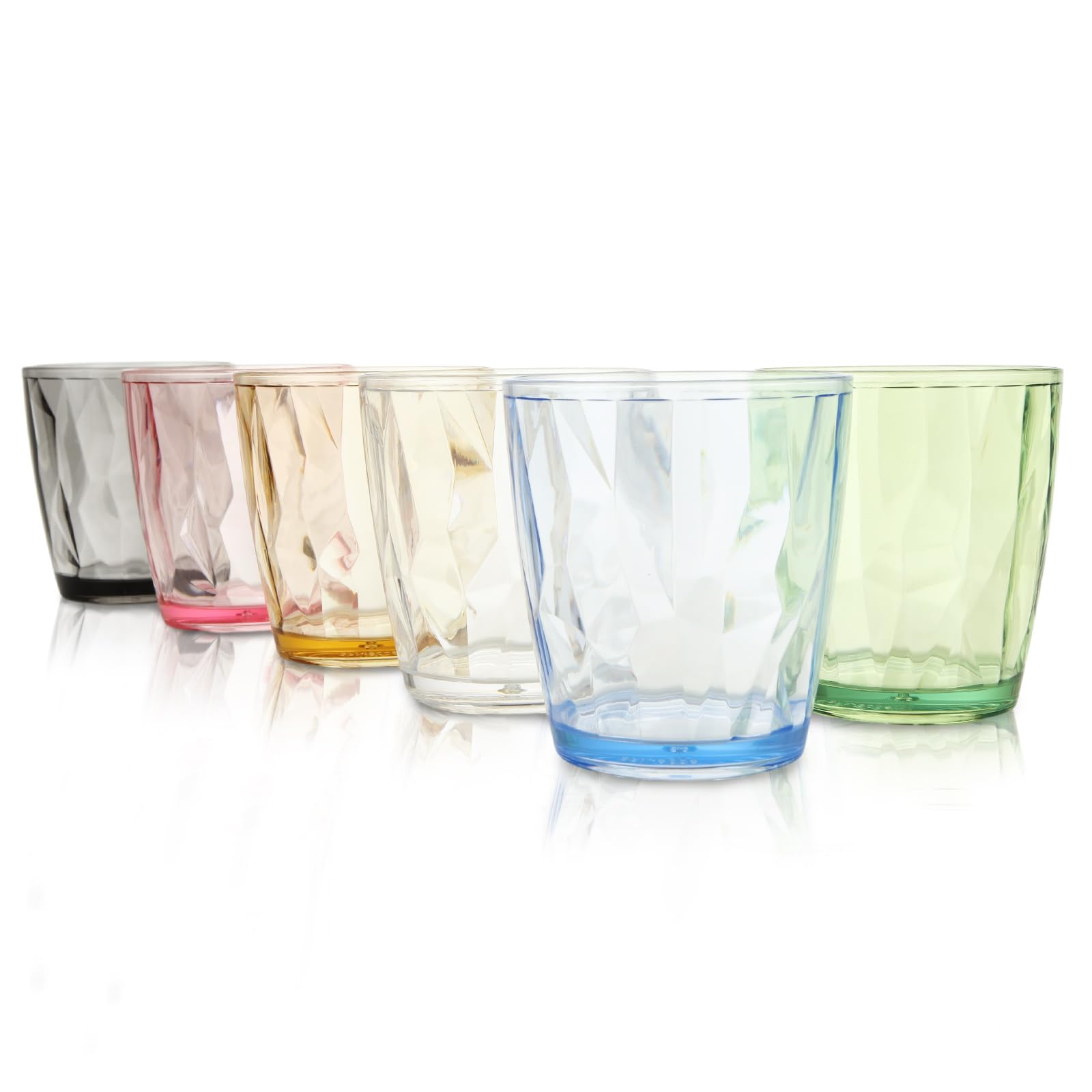 Plastic Tumblers, 300ml Unbreakable Tumblers Cocktail Glasses, Reusable Water Cups Acrylic Drinking Glasses, 10 Oz Portable Drinkware Water Tumblers For Juice, Beer, Milk Picnic Party Camping, 4 Pack