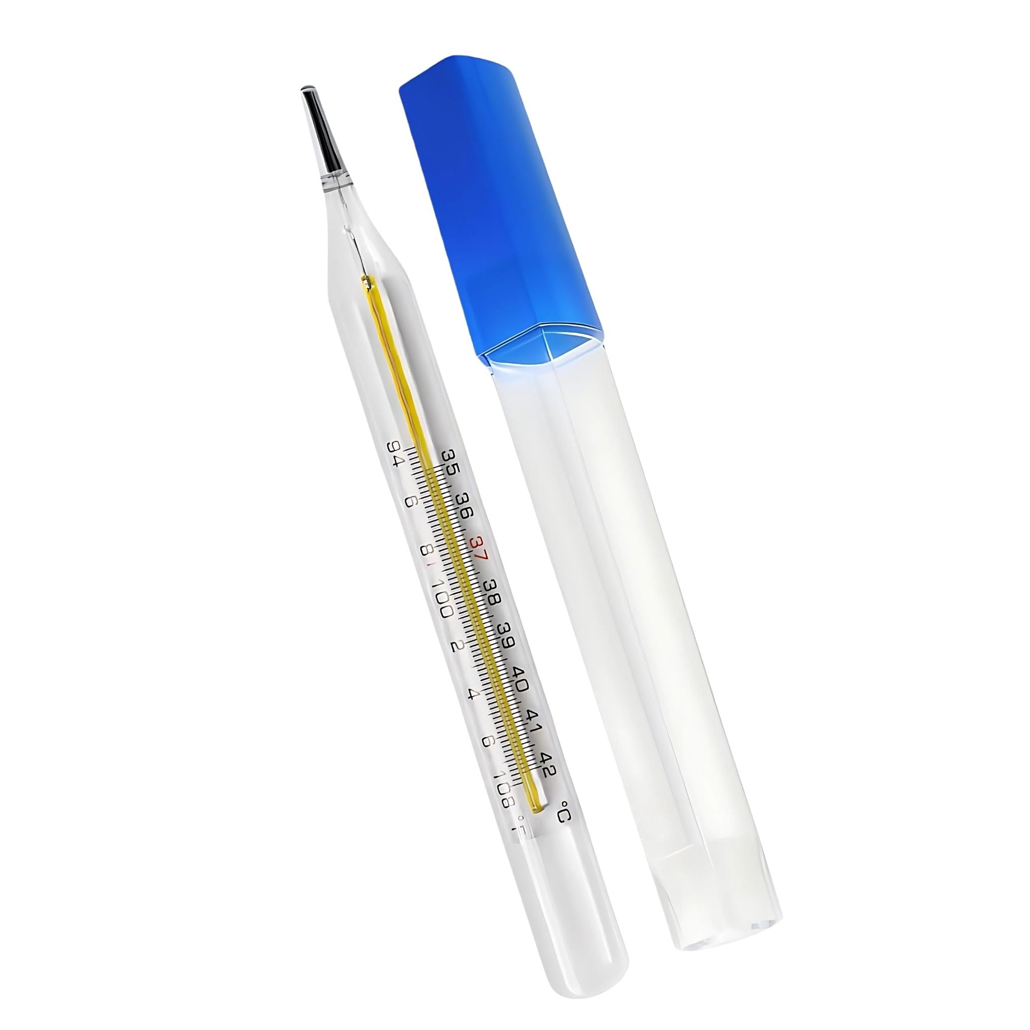 Mercury Thermometer for Body Temperature Measurement – Clinical Glass Thermometer for Oral & Axillary Use