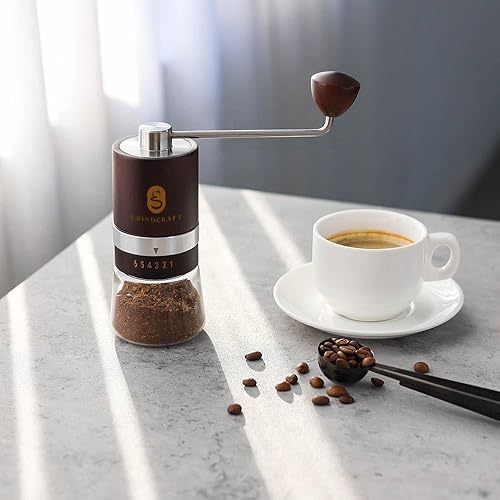 Miniatura 3 de Molinillo de café manual de alta calidad, fabricado con madera de haya auténtica molinillo de café de mano con molino de rebabas de acero inoxidable