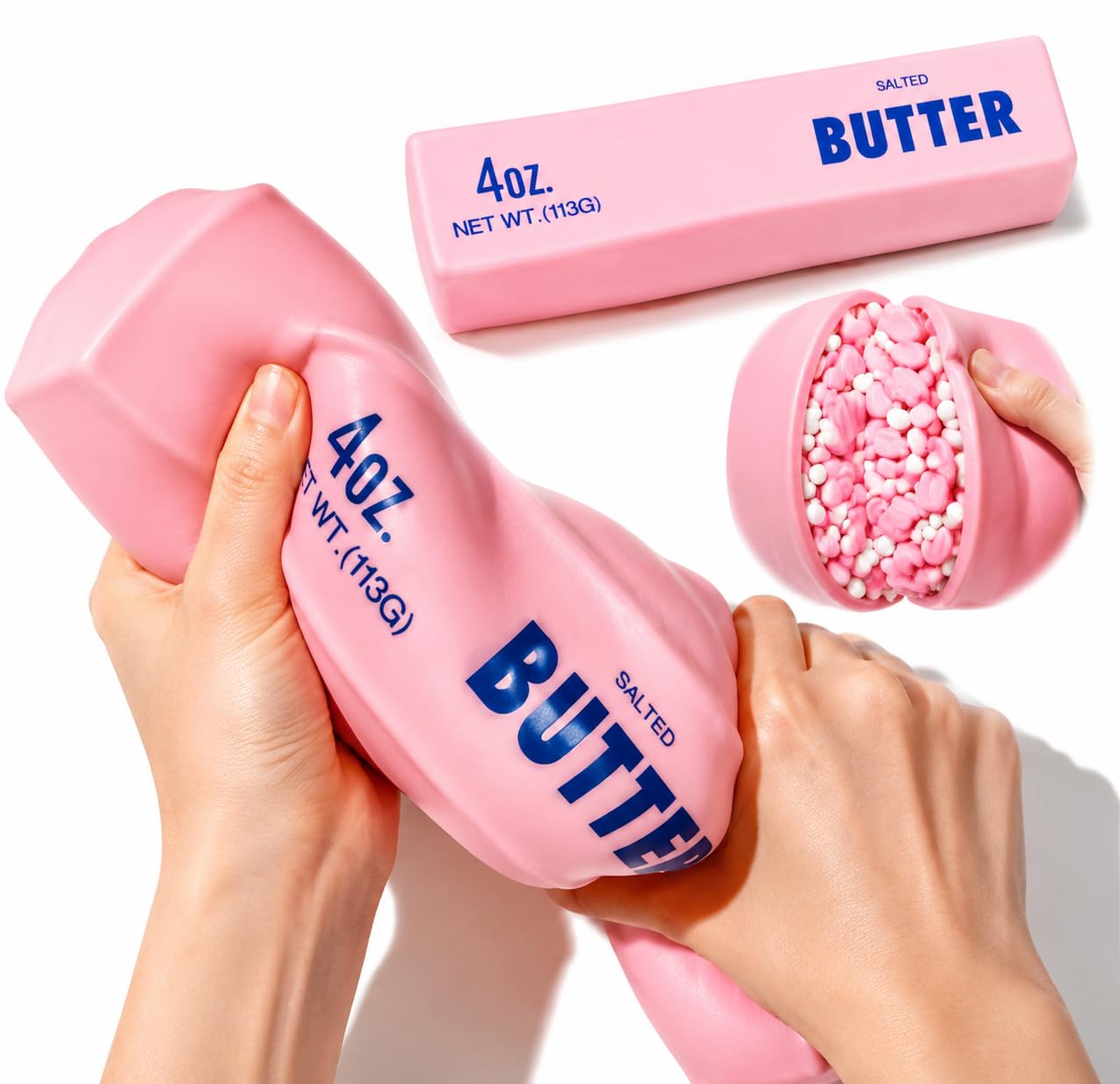 Giant Crunchy Butter Squishy, 25cm Jumbo Big Butters Squeeze Stress Balls, Realistic Bead Filled Crunchy Squishies Stress Ball, Cute Squeeze Sensory Fidget for Adults Office Anxiety Relief (#B)