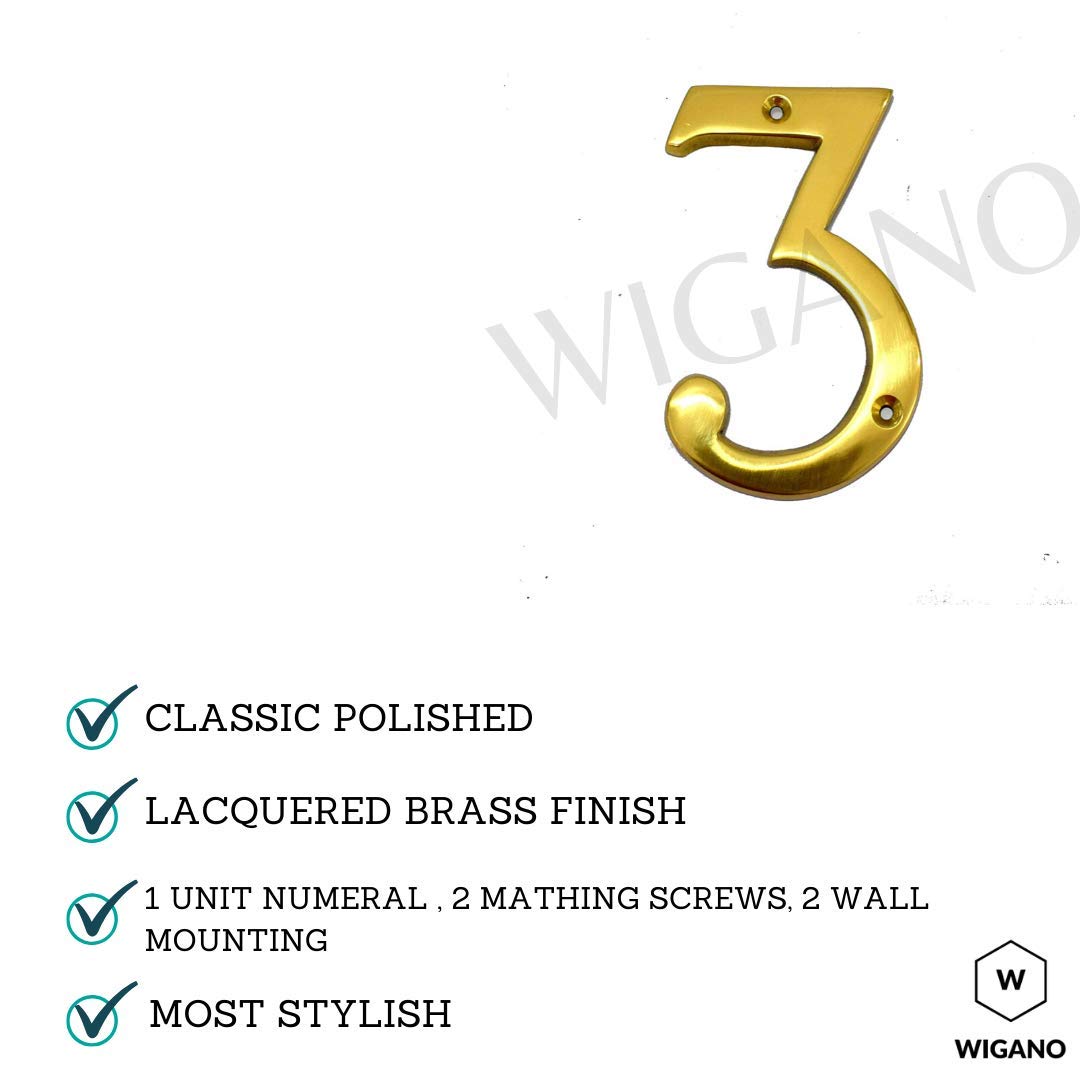 4" House Door Numbers Brass Yellow (Number 3) — Amazon image 3
