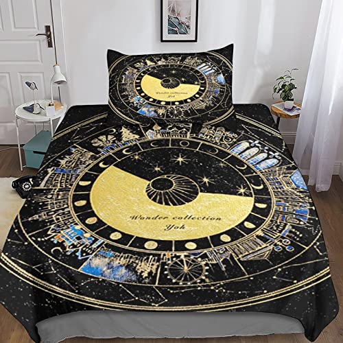 BUKISA Constellation 3D Parures De Lit Zodiac Housse De Couette Confort Microfibre avec Fermeture Éclair Convient Aux Garçons Et Aux Filles Adultes 2-Piece...