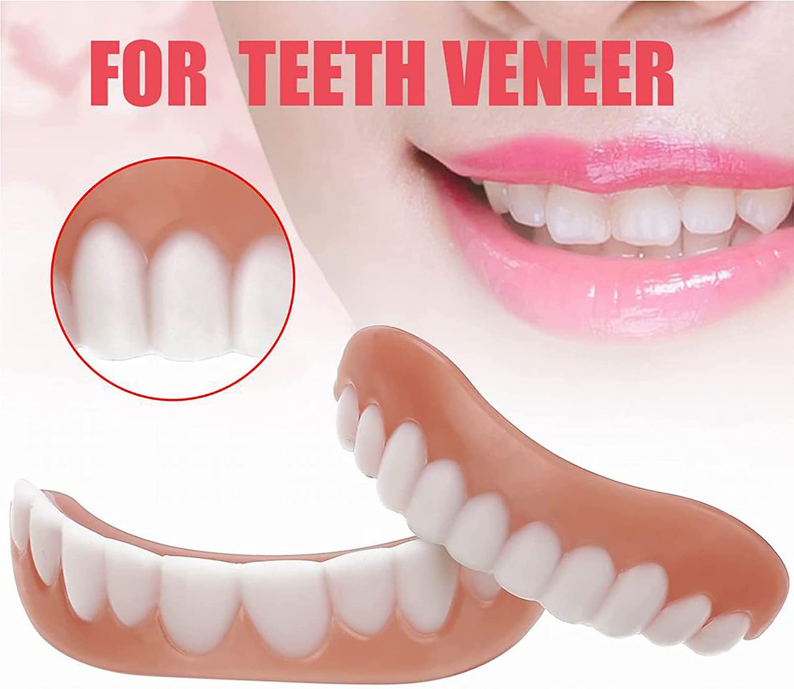Protesi Dentale Naturale Gel di Silice Faccette Dentali Inferiore e Superiore Cosmetici Denti Ripara Istantaneamente i Denti e Sorridi per Uomini e Donne,4 Pairs