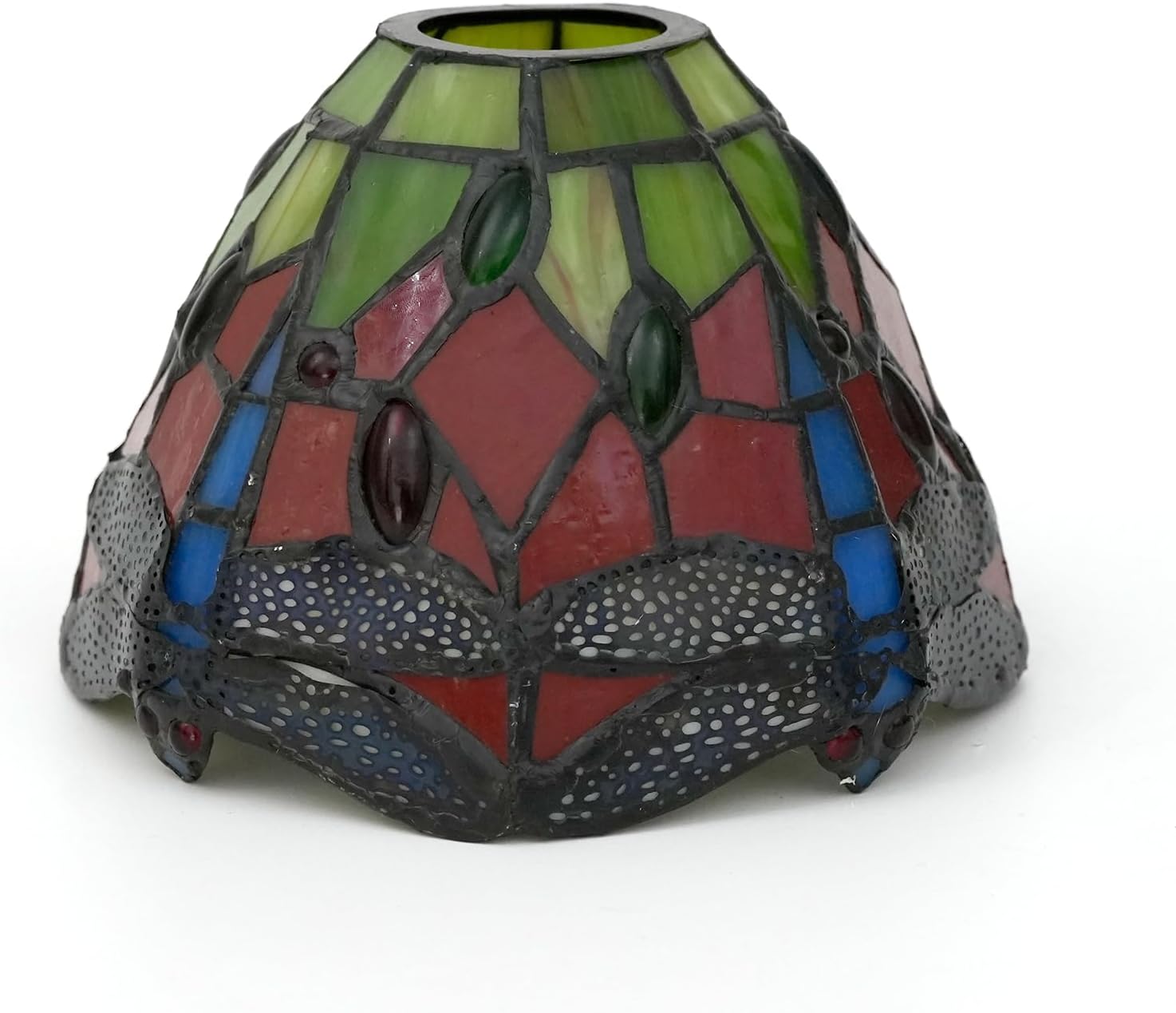 1 Pcs Tiffany Style Red Dragonfly Stained Glass Lampshade Vintage Handcrafted Lamp Shade Replacement Lampshade for Pendant Light Chandelier Wall Sconce E26 Base 15cm
