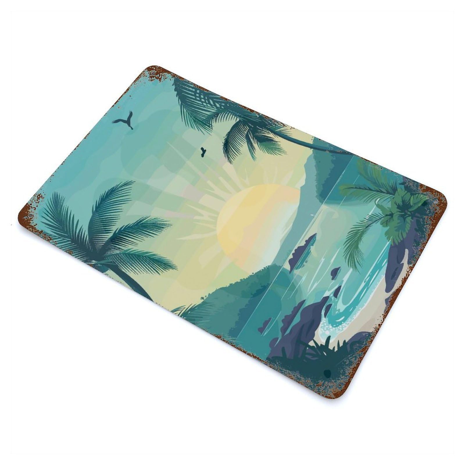 Rustic Tin Plaque Sumatra Island Indonesia 11.8"x7.9", Rustic Home Decor for Office, Studio And Wall Decor