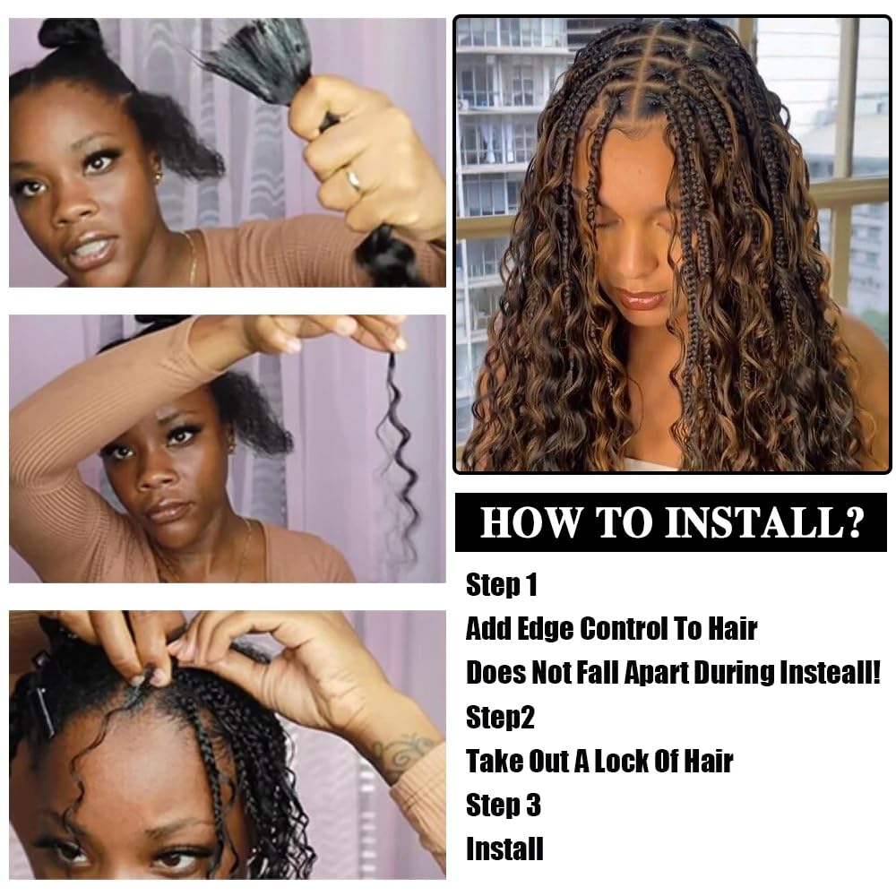 Human Braiding Hair for Boho Braids 20 Inch Curly Deep Wave Bulk 2 Bundles 100g 100% Unprocessed Virgin Hair Knotless Bohemian Braids Extensions Highlight Honey Blonde Color