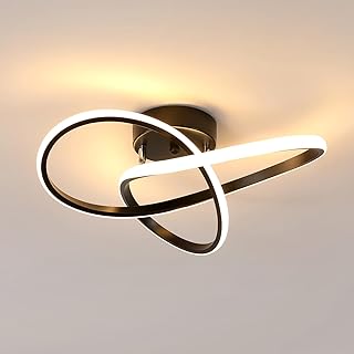 Seamoon Modern LED Ceiling Lights, 38W 4275LM Black Ceiling Lamp for Living Room, Creative LED Ceiling Lighting for Bedroom Kitchen Hallway Office(Warm Light 3000K, Dia 40cm)