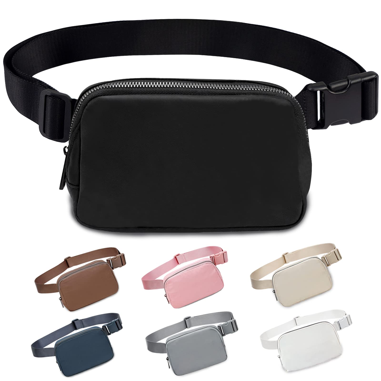 Belt Bag for Women and Men, Fashionable Fanny Packs for LuLu Waist Bag Lemon Bags, 1-Black, Zippier