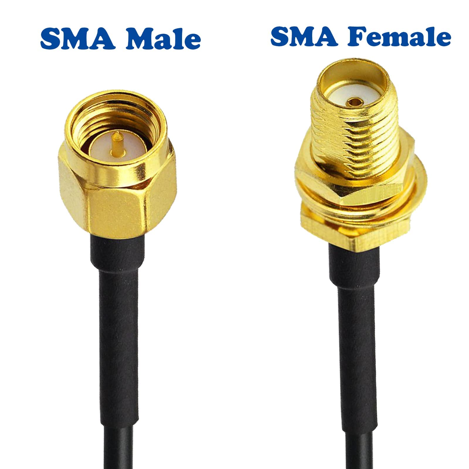Bingfu Kabel przedłużający anteny SMA męski na SMA żeński do montażu grodziowego RG174, 5 m, kompatybilny z bramką routera 4G LTE, modemem, odbiornikiem Dongle SDR
