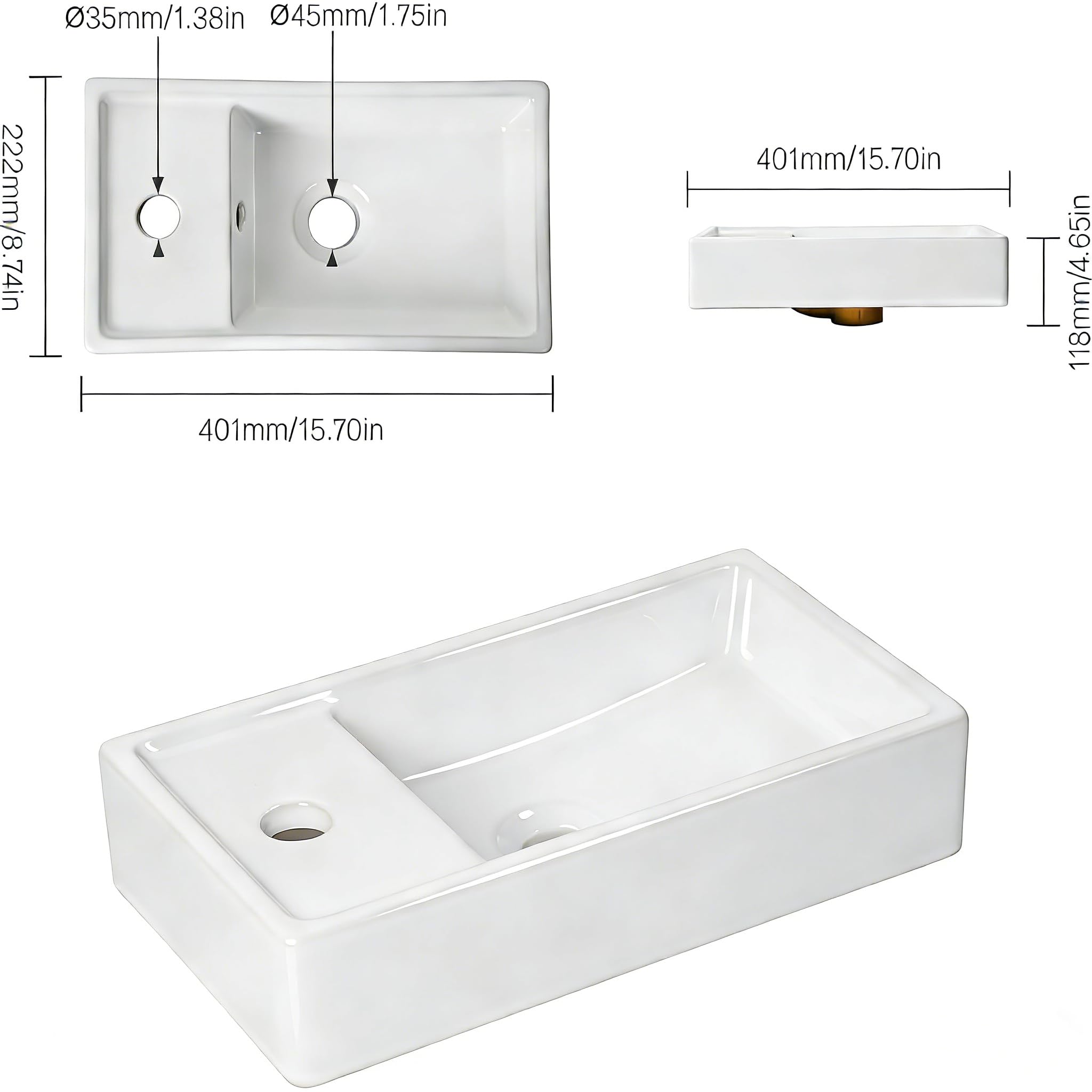 NUESTRA VIDA Lavabo de Cerámica para Baño de Invitados 40x22 cm - Compacto con Rebosadero y Estructura Metálica Negra Mate - Ideal para Espacios Pequeños