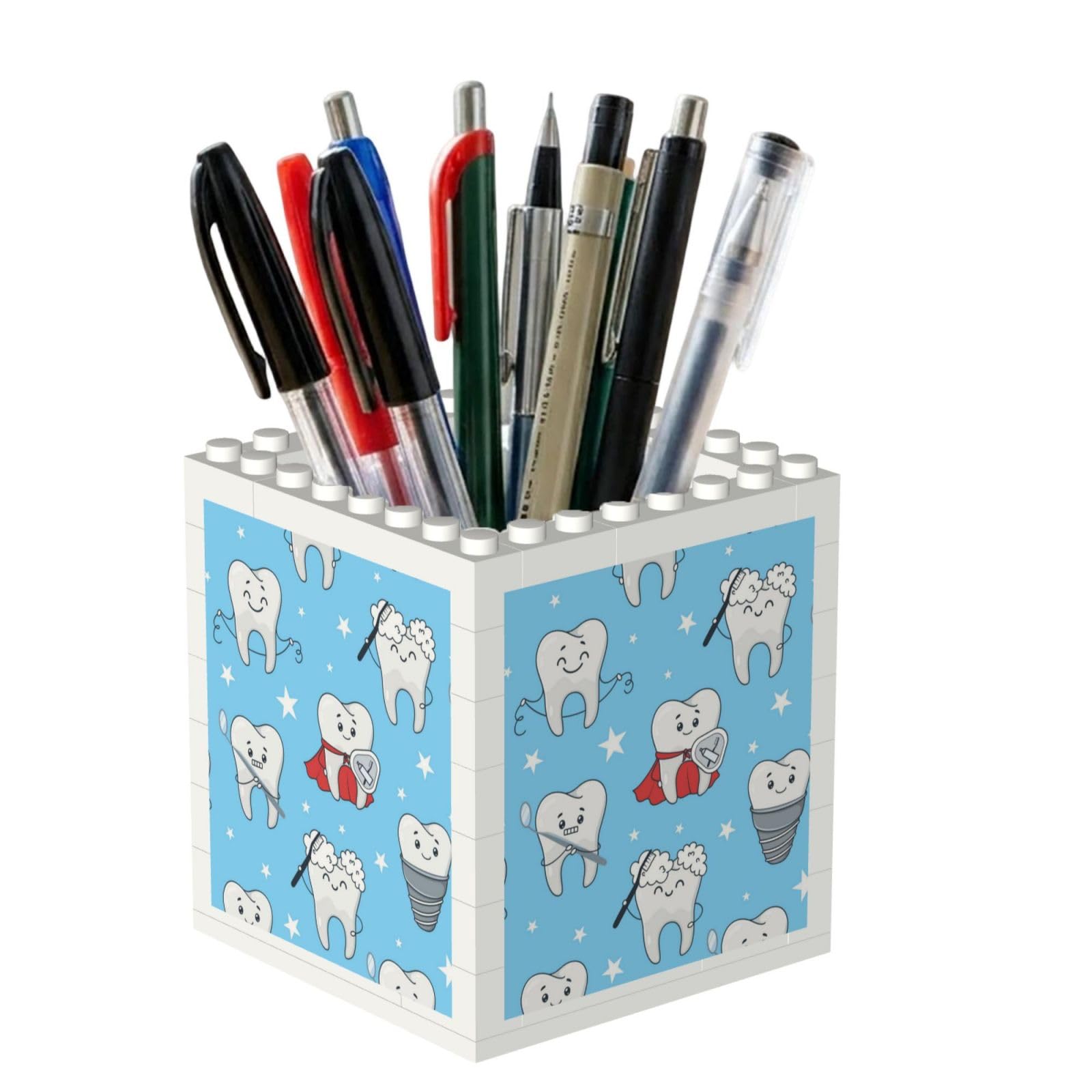 Poadnly Dental Funny Teeth Cartoon Pattern, Pen Pot Pencil Holder for Office Home School, Compact Desk Organiser for Office Stationery