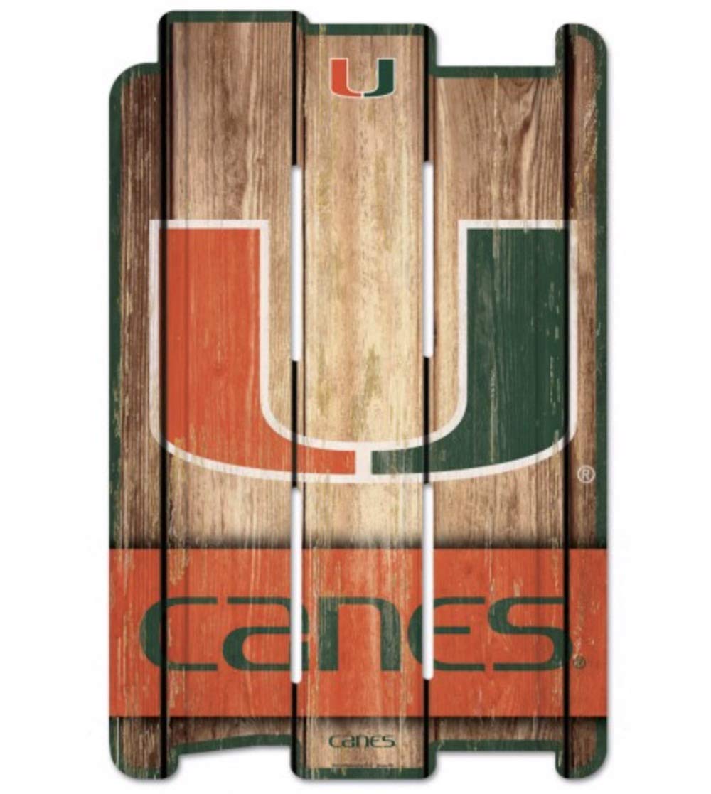 WinCraftNCAA University of Miami Wood Fence Sign, Black