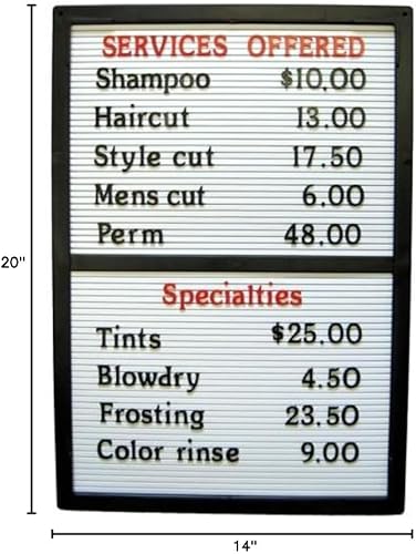 Letrero de tablero de mensajes de mostrador/pared con letras intercambiables